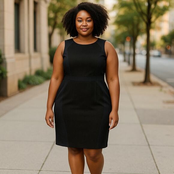 Adrianna Papell Jacquard Colorblock Sleeveless Textured Sheath MIDI Dress NWT - Picture 16 of 16